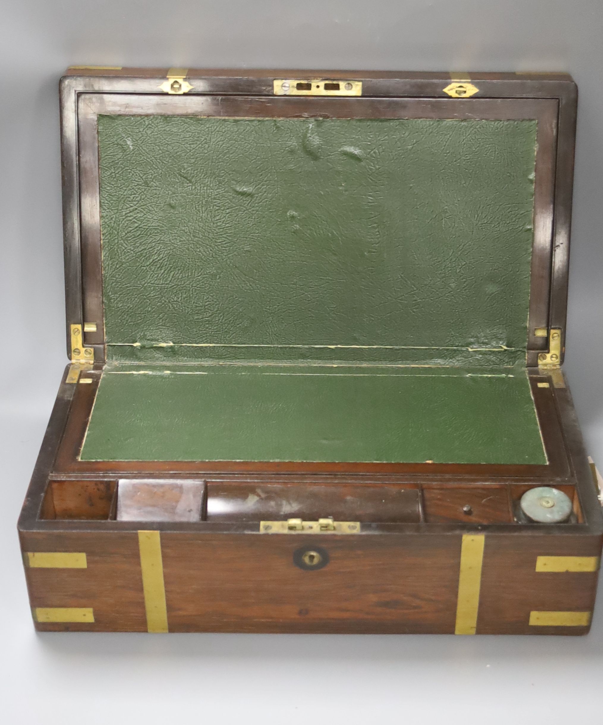 A Victorian brass bound rosewood writing slope 46cm